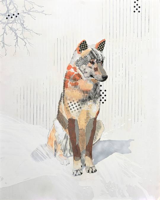 Wolf Sitting - White