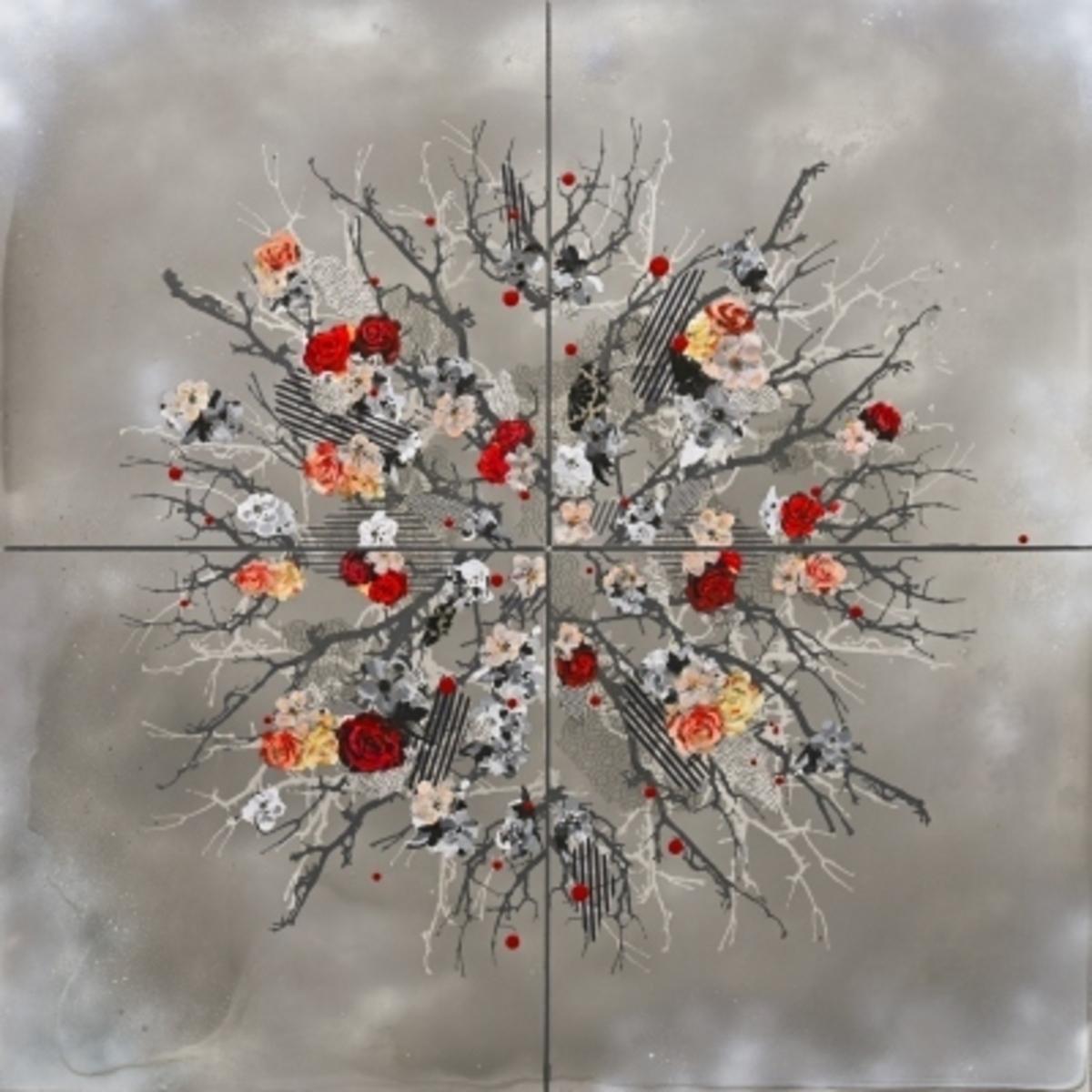 RED + BLACK FLOWER CLOCK