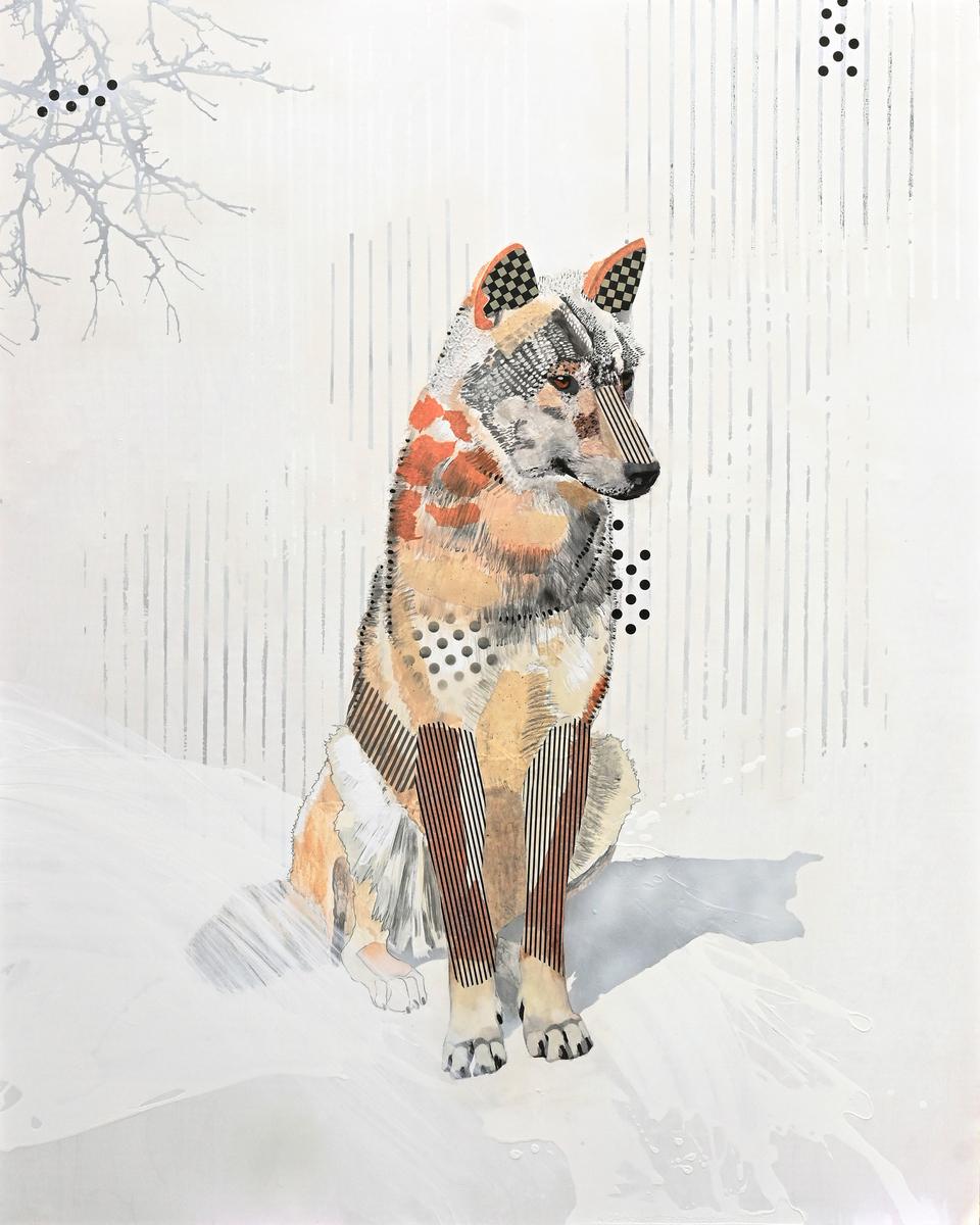 Wolf Sitting - White